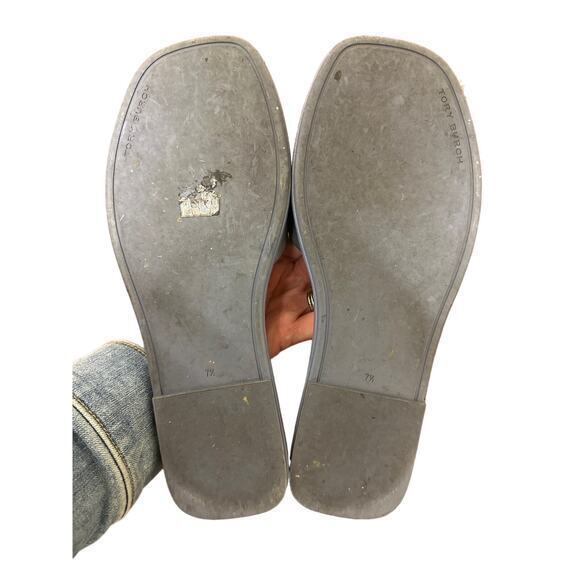 Tory‎ Burch Double T Sport Slide Sandal in Blue Patent Leather Size 7.5 - Picture 5 of 6